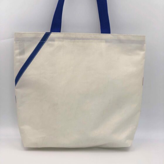 Shopper Tasche weiß- vier blau Hinten