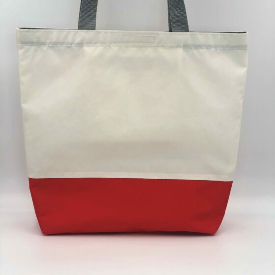 Shopper Tasche weiß- rot Hinten