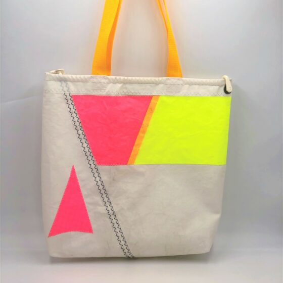 Shopper Tasche weiß- Neon Vorne