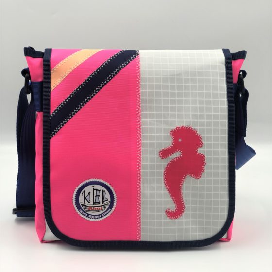 Messenger Bag M- Pink Seepferdchen Vorne