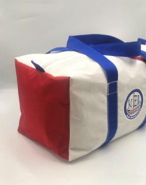 Sporttasche M weiß- Streifen royal blau – Bild 2
