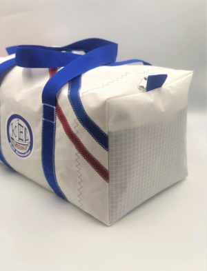 Sporttasche M weiß- Streifen royal blau – Bild 3