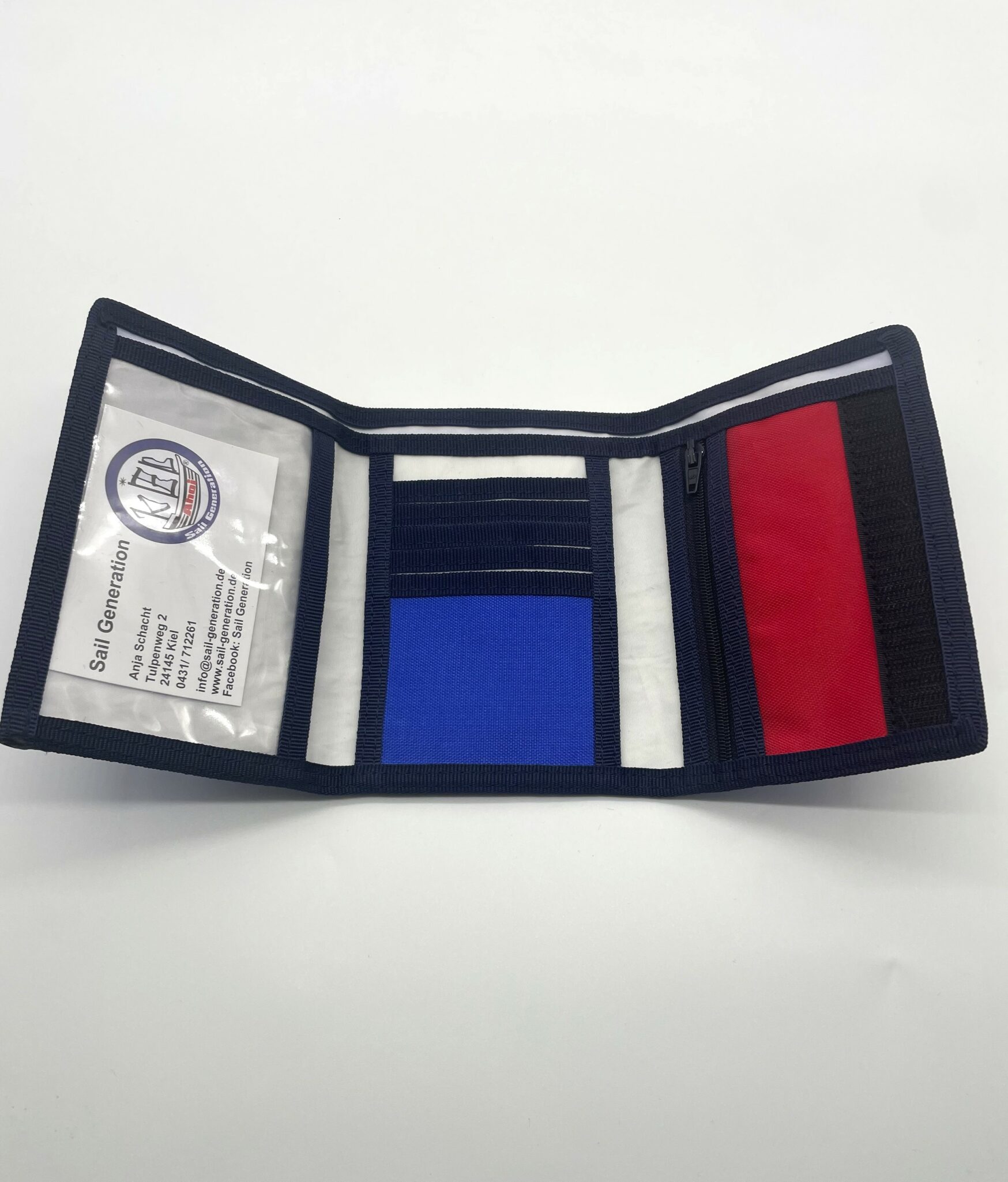 Portemonnaie royal blau-zwei rot offen