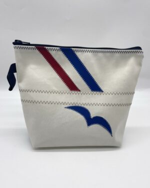 Kulturtasche weiß- Möwe blau