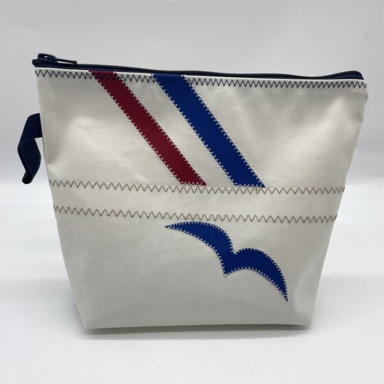 Kulturtasche weiß- Möwe blau