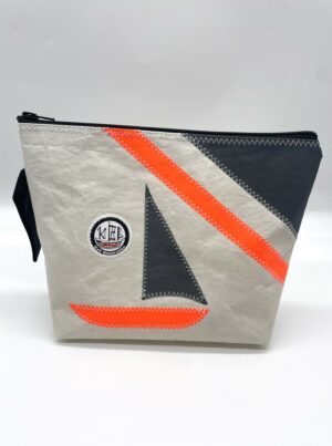 Kulturtasche weiß- Boot grau