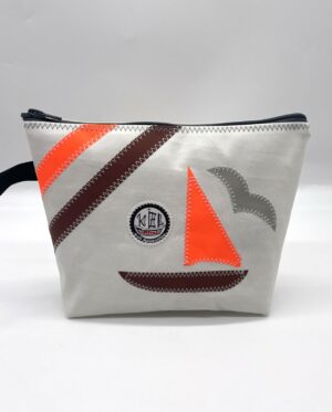 Kulturtasche weiß-Boot orange