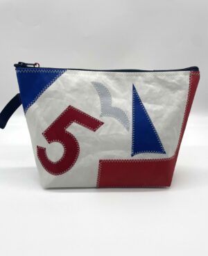 Kulturtasche weiß- EINZELSTÜCK- rote fünf